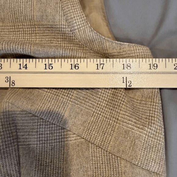 AKRIS PUNTO Wool Midi Dress Sleeveless Tan Plaid Check Back Zip Size 12 - Picture 11 of 14